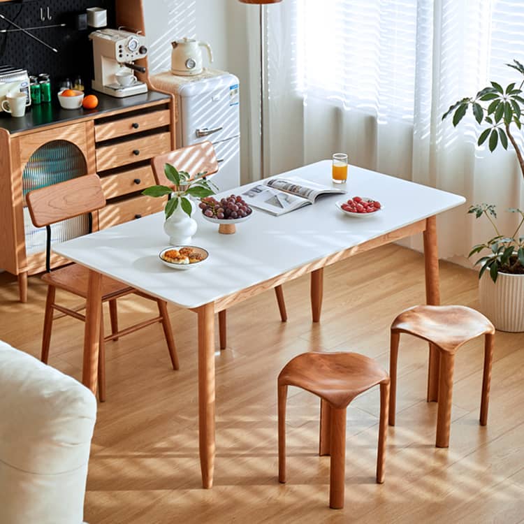 Elegant Black and Natural Wood Table with White Marble, Cherry Wood, and Red Oak Options hykmq-787