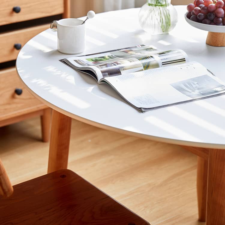 Elegant Black Natural Wood Table with White Marble, Cherry Wood, & Red Oak Options hykmq-788