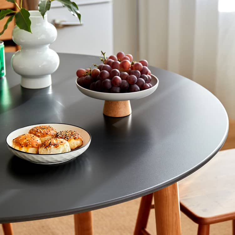 Elegant Black Natural Wood Table with White Marble, Cherry Wood, & Red Oak Options hykmq-788