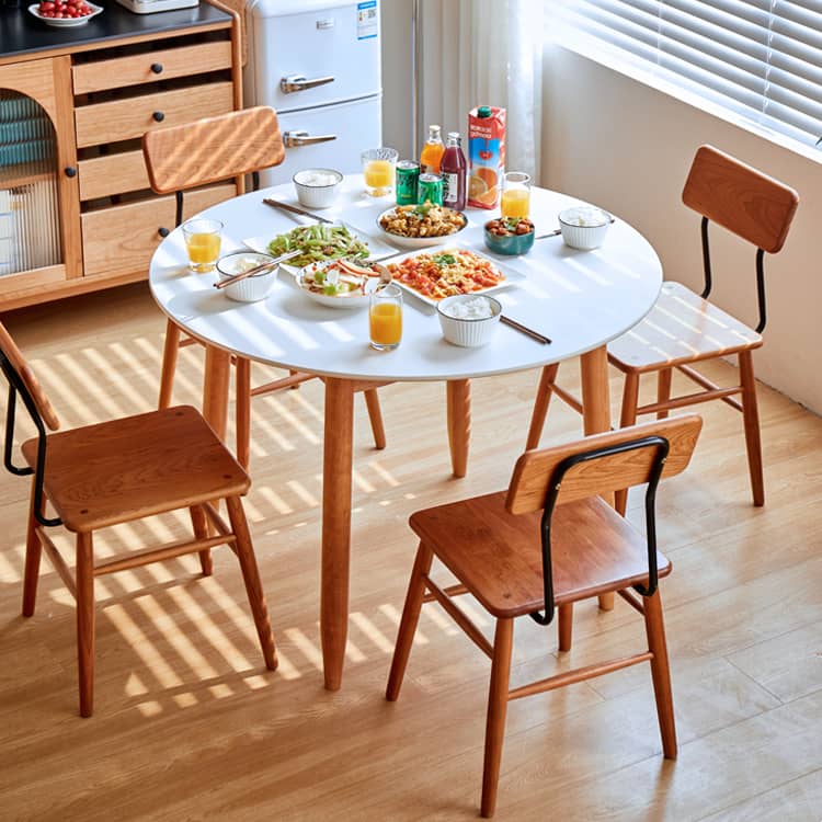 Elegant Black Natural Wood Table with White Marble, Cherry Wood, & Red Oak Options hykmq-788