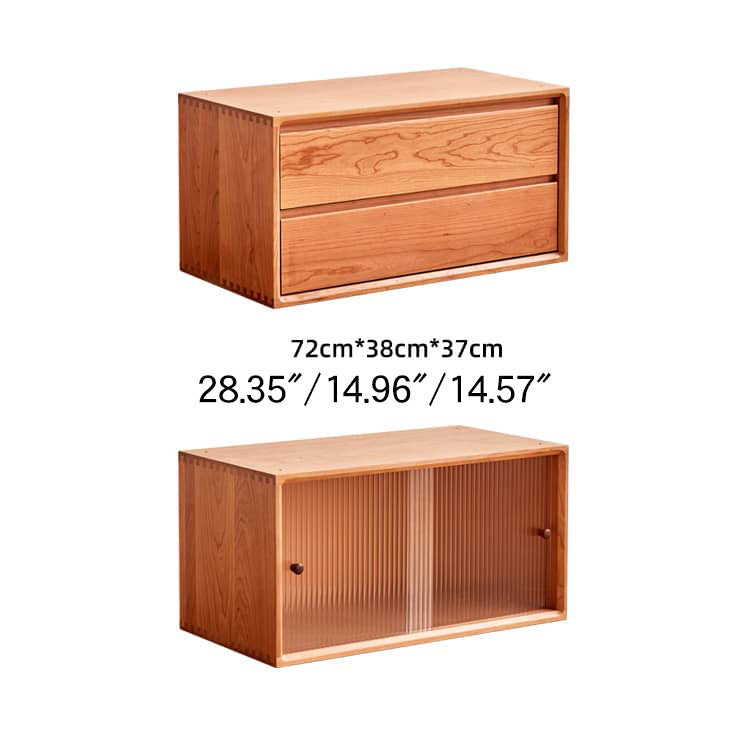 Elegant Cherry Wood and Glass Cabinet with Copper Accents - Premium Plywood Design hykmq-789