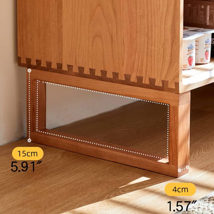 Elegant Cherry Wood and Glass Cabinet with Copper Accents - Premium Plywood Design hykmq-789