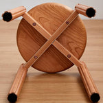 Elegant Brown Cherry & Black Walnut Natural Wood Stool – Perfect for Home & Office Decor hykmq-790