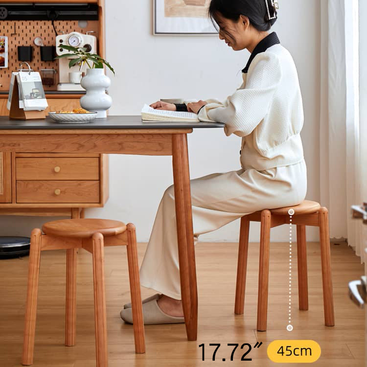 Elegant Brown Cherry & Black Walnut Natural Wood Stool – Perfect for Home & Office Decor hykmq-790