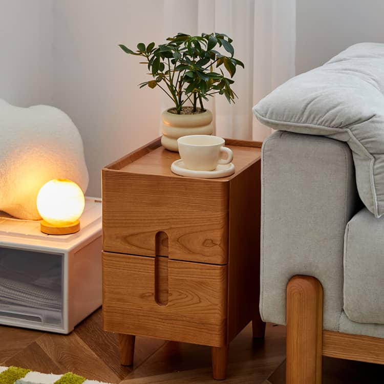 Stylish Red Oak & Cherry Wood Ply Bedside Cupboard for Elegant Bedroom Decor hykmq-792