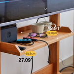 Stylish Natural Wood TV Stand with Carbon Steel Frame - Oak, Cherry, Black Walnut Finishes hykmq-793