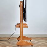 Stylish Natural Wood TV Stand with Carbon Steel Frame - Oak, Cherry, Black Walnut Finishes hykmq-793