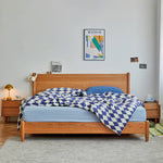 Stylish Bedside Cupboard in Red Oak and Cherry Wood with Glass Accents hykmq-794