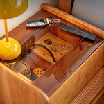 Stylish Bedside Cupboard in Red Oak and Cherry Wood with Glass Accents hykmq-794