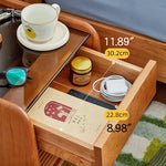 Stylish Bedside Cupboard in Red Oak and Cherry Wood with Glass Accents hykmq-794