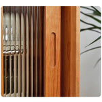 Stunning Cherry Wood Cabinet with Glass Doors and Copper Accents - Premium Plywood Construction hykmq-795