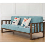 Stylish Dark Brown Sofa with Natural Oak Wood Accents in Grey, Beige, Pink, Yellow, and Light Blue Options hym-1531
