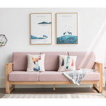 Stylish Dark Brown Sofa with Natural Oak Wood Accents in Grey, Beige, Pink, Yellow, and Light Blue Options hym-1531
