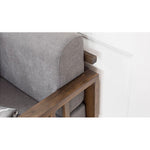 Stylish Dark Brown Sofa with Natural Oak Wood Accents in Grey, Beige, Pink, Yellow, and Light Blue Options hym-1531