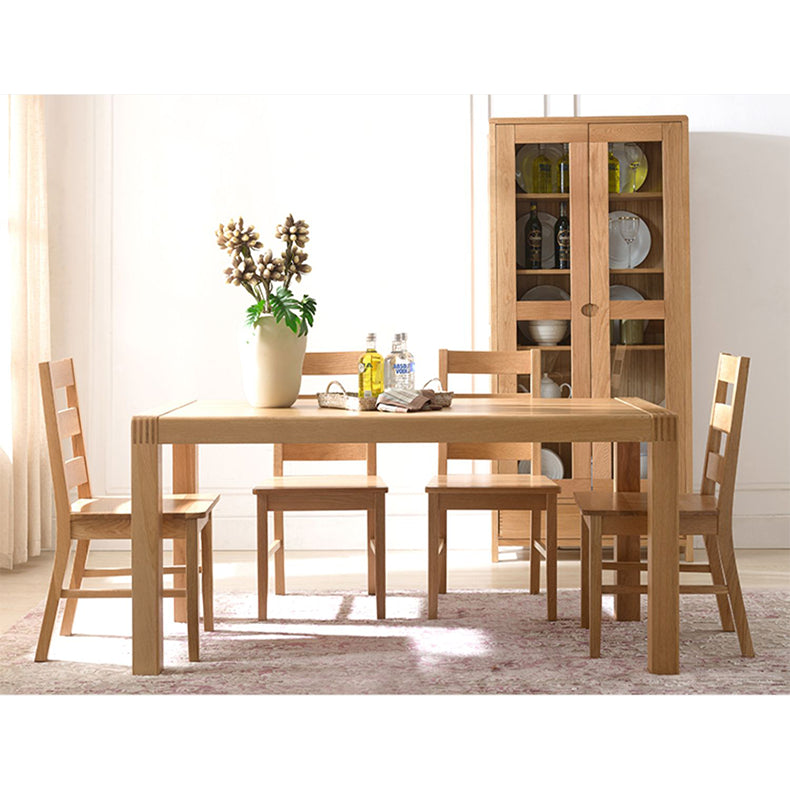 Vintage Brown Natural Oak Wood Table - Elegant Craftsmanship for Timeless Style hym-1534