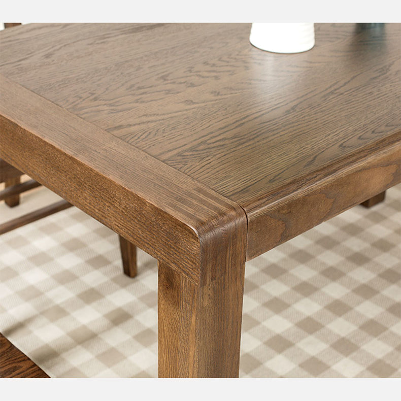 Vintage Brown Natural Oak Wood Table - Elegant Craftsmanship for Timeless Style hym-1534