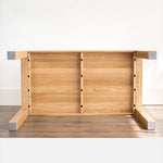 Vintage Brown Natural Oak Wood Table - Elegant Craftsmanship for Timeless Style hym-1534