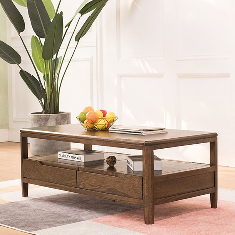 Stunning Oak Wood Tea Table - Natural Brown Finish hym-1536