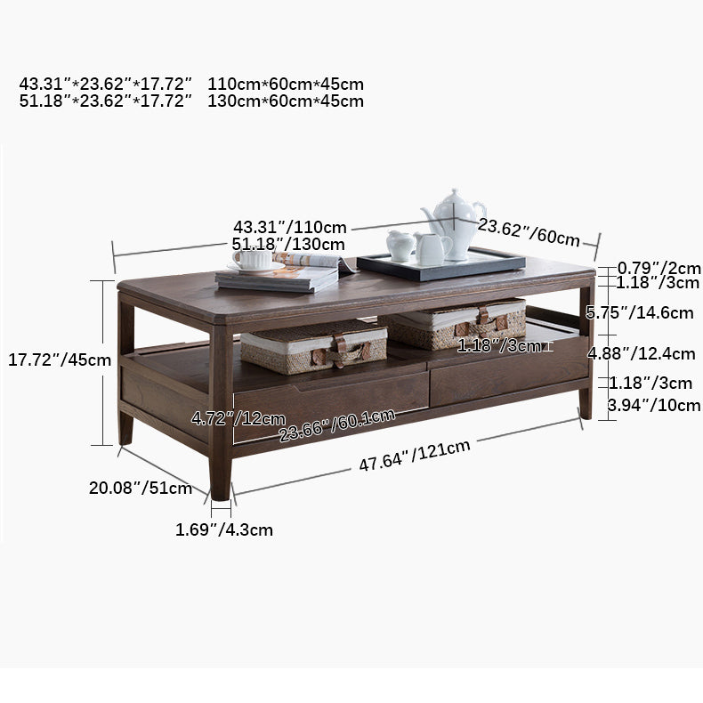 Stunning Oak Wood Tea Table - Natural Brown Finish hym-1536