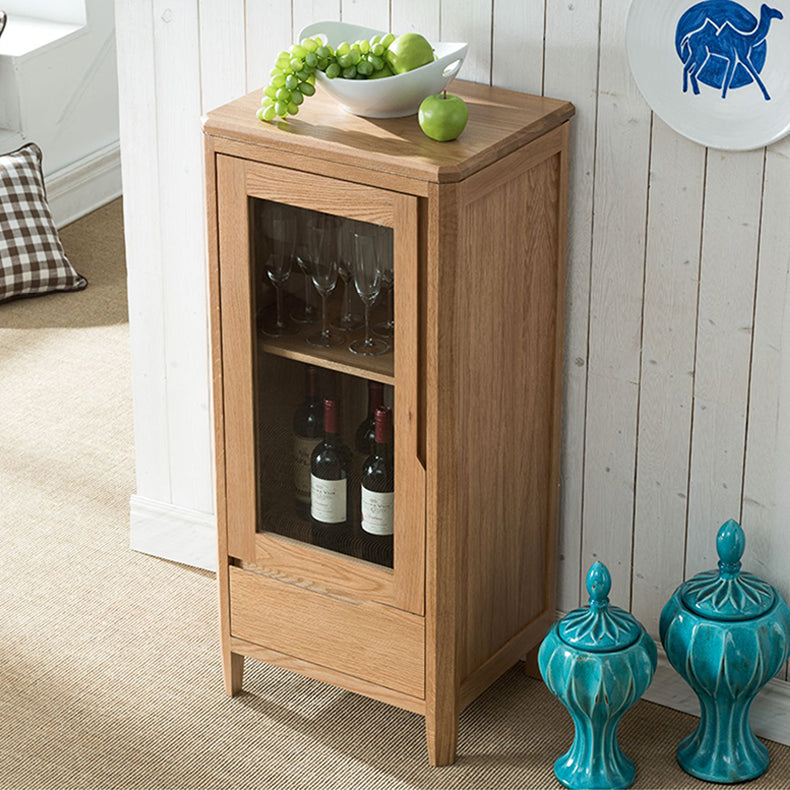 Stunning Natural Oak Wood Cabinet with Tempered Glass Doors - Elegant Brown Finish hym-1537