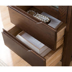 Stunning Natural Oak Wood Cabinet with Tempered Glass Doors - Elegant Brown Finish hym-1537