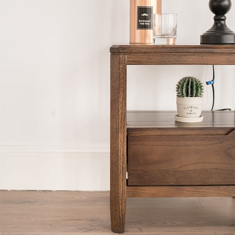 Stunning Natural Brown Oak Bedside Cupboard | Timeless Wooden Nightstand hym-1538