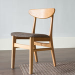 Elegant Brown Oak Wood Chair with Cotton and Linen Upholstery hym-1541