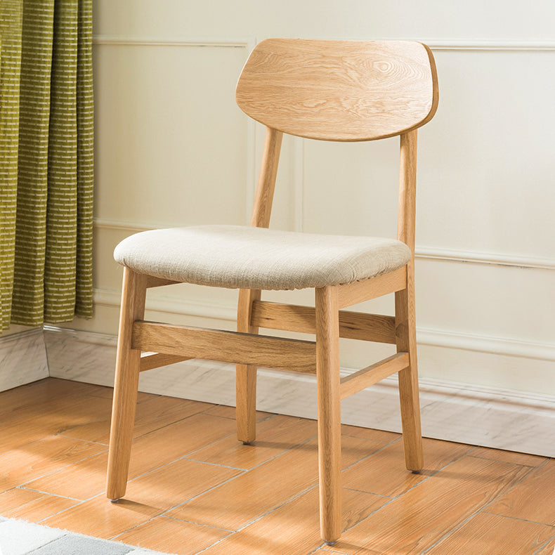 Elegant Brown Oak Wood Chair with Cotton and Linen Upholstery hym-1541