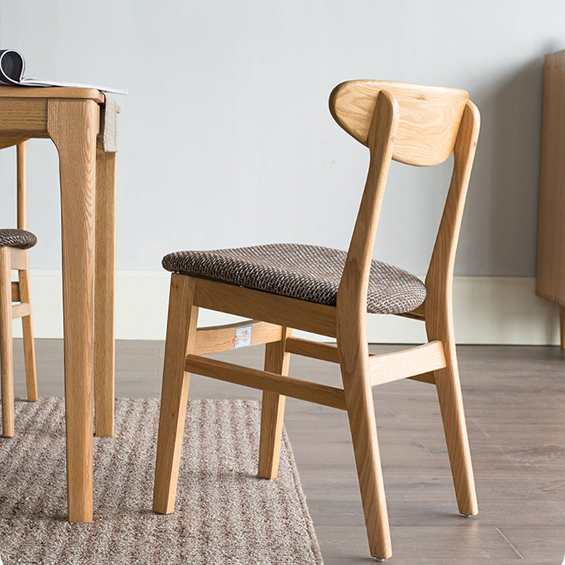 Elegant Brown Oak Wood Chair with Cotton and Linen Upholstery hym-1541