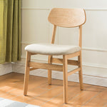 Elegant Brown Oak Wood Chair with Cotton and Linen Upholstery hym-1541