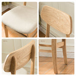 Elegant Brown Oak Wood Chair with Cotton and Linen Upholstery hym-1541