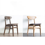 Elegant Brown Oak Wood Chair with Cotton and Linen Upholstery hym-1541