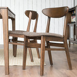 Elegant Brown Oak Wood Chair with Cotton and Linen Upholstery hym-1541