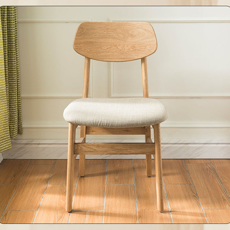 Elegant Brown Oak Wood Chair with Cotton and Linen Upholstery hym-1541