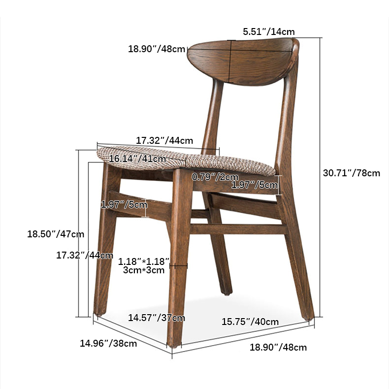 Elegant Brown Oak Wood Chair with Cotton and Linen Upholstery hym-1541