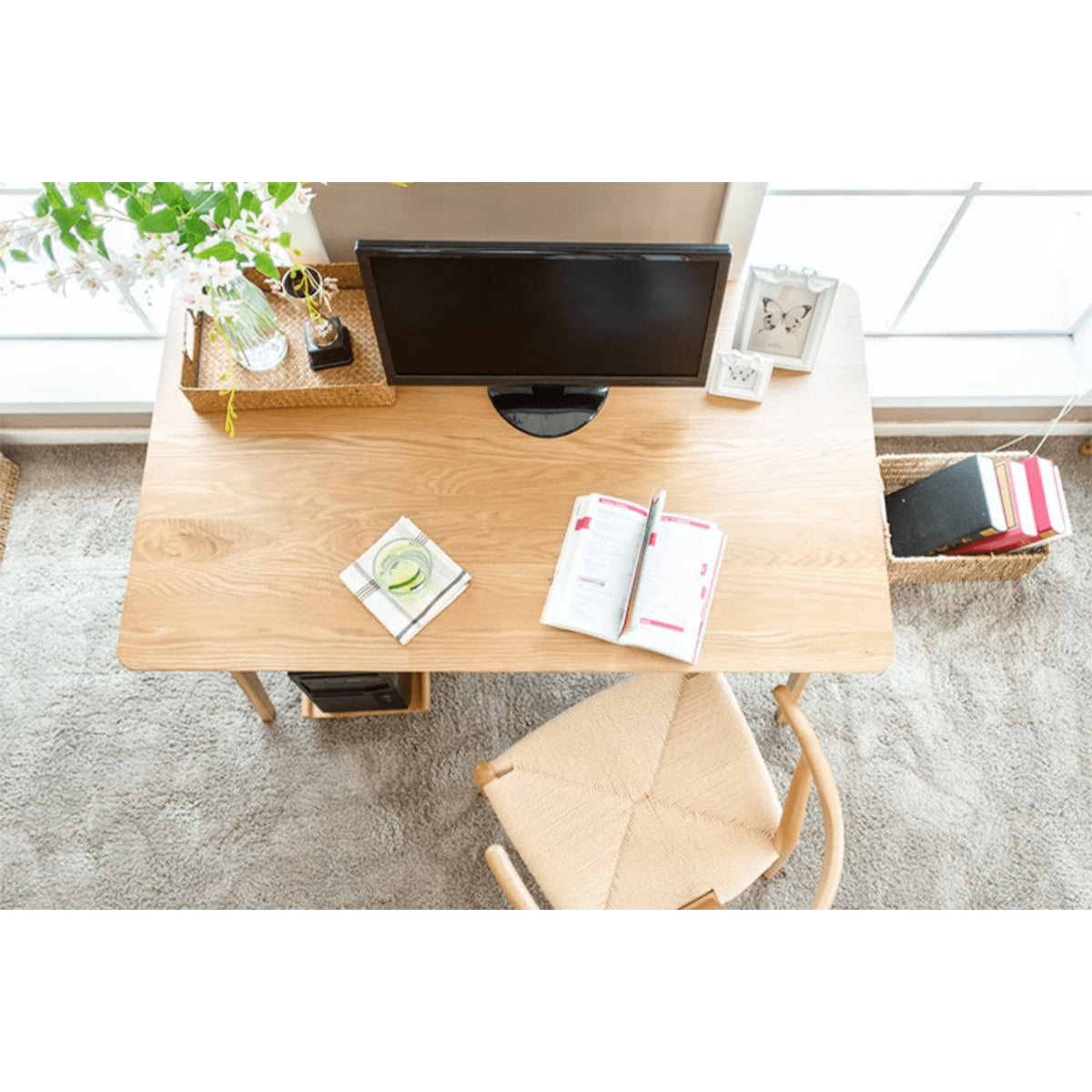 Beautiful Brown Beech and Tung Wood Natural Table - Elegance in Every Detail hym-469