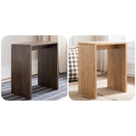 Handcrafted Brown Oak Wood Stool – Natural Finish, Perfect for Home Decor and Comfort hym-471