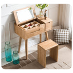 Handcrafted Brown Oak Wood Stool – Natural Finish, Perfect for Home Decor and Comfort hym-471