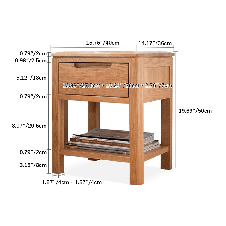 Stylish Brown Oak Bedside Cupboard – Natural Wood Finish with Tung Oil hym-472