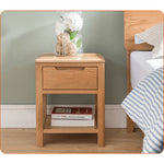 Stylish Brown Oak Bedside Cupboard – Natural Wood Finish with Tung Oil hym-472