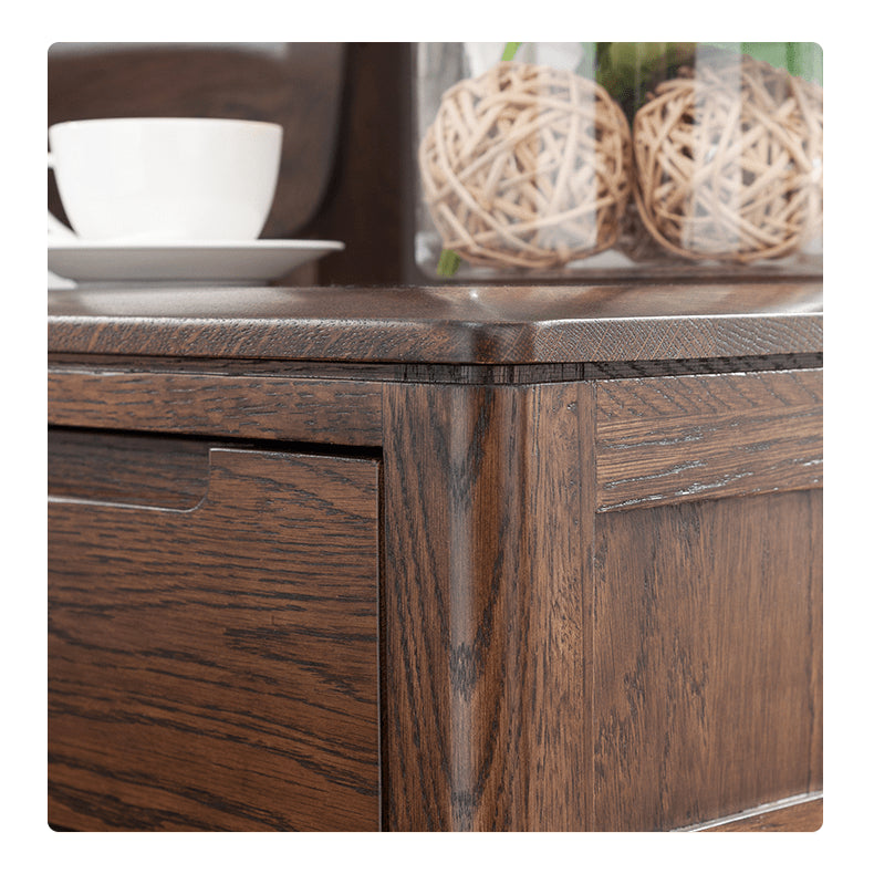 Stylish Brown Oak Bedside Cupboard – Natural Wood Finish with Tung Oil hym-472