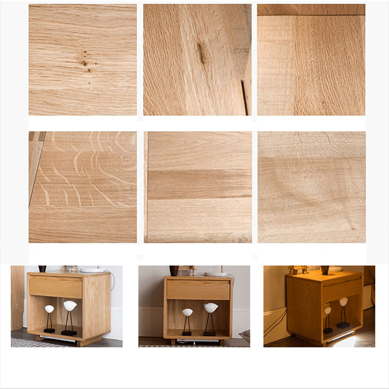 Stylish Brown Oak Bedside Cupboard – Natural Wood Finish with Tung Oil hym-472