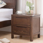 Natural Brown Oak & Tung Wood Bedside Cupboard - Stylish & Durable Nightstand hym-473