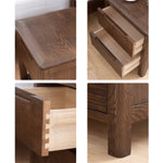 Natural Brown Oak & Tung Wood Bedside Cupboard - Stylish & Durable Nightstand hym-473