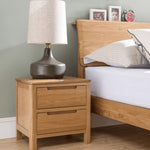 Natural Brown Oak & Tung Wood Bedside Cupboard - Stylish & Durable Nightstand hym-473