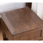 Natural Brown Oak & Tung Wood Bedside Cupboard - Stylish & Durable Nightstand hym-473