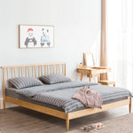 Stylish Brown Oak and Pine Natural Wood Bed for a Timeless Bedroom Look hym-474