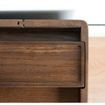 Natural Brown Oak Wood Bedside Cupboard – Premium Tung Wood Finish hym-475