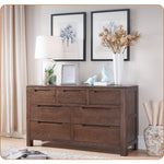 Stunning Natural Brown Oak & Tung Wood Cabinet for Elegant Home Decor hym-476