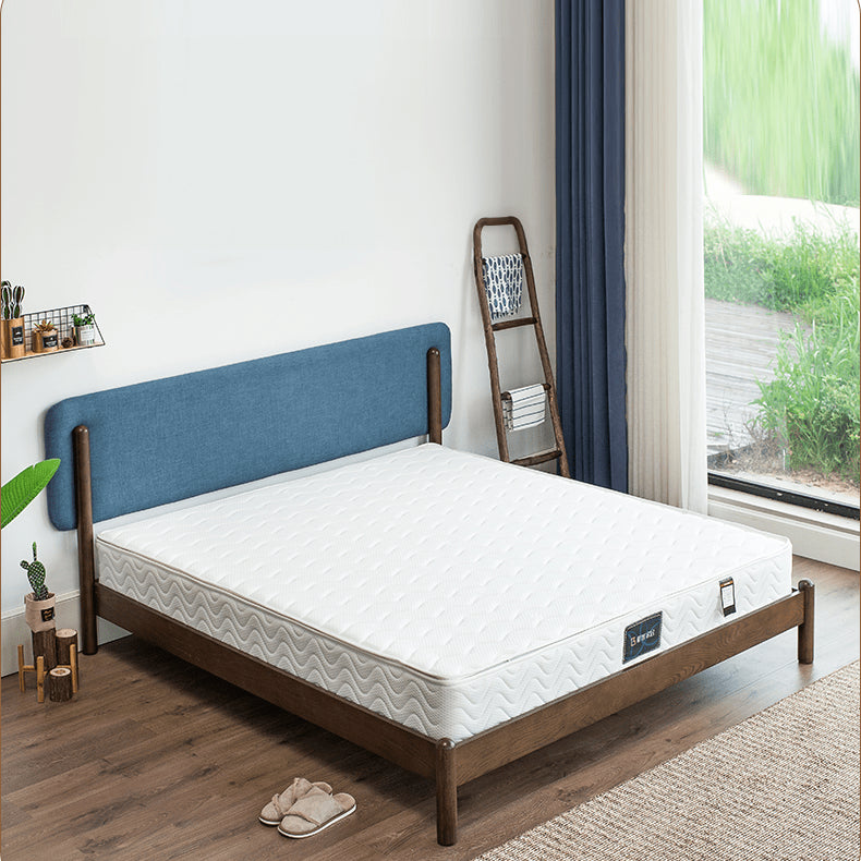 Stylish Natural Wood Bed Frame in Gray, Blue, or Brown - Oak and Pine with Cotton-Ramie Fabric Options hym-477